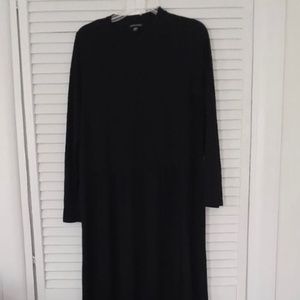 Eileen Fischer Lightweight Jersey Long Sleeve Mock Neck Dress Black Size M